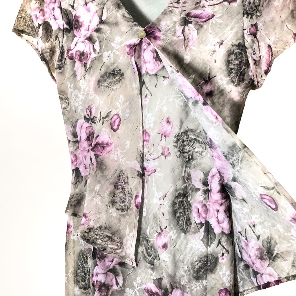 Romantic Long Floral Dress Classic Chiffon Fully Lined Flutter Sleeves S… - Picture 2 of 11